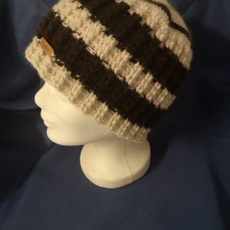 Mütze schwarz-weiß 100 % Alpakawolle